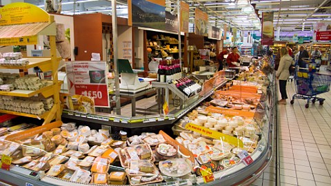 Cheese counter of a Calais supermarket