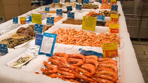 Seafood stall in a Calais supermarket