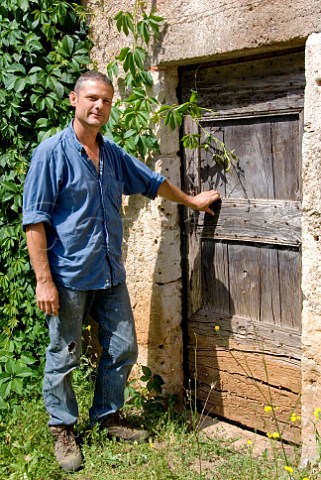 Dominique Delcros at the door to cellar of Chteau Tour Labrunie Parnac Lot France  Cahors