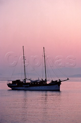 Sailing ship moored at Fiscardo Cephalonia  Greece