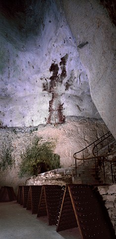 Pupitres in one of the crayres 4thcentury GalloRoman chalk quarries of Champagne Ruinart Reims Marne France