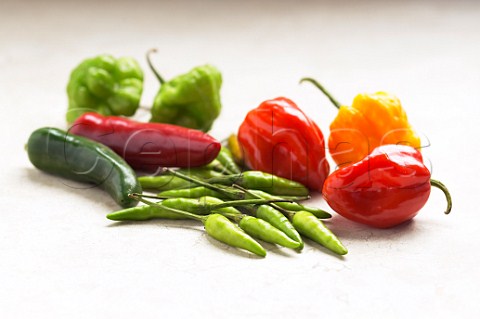 Assorted chillies capsicum Shallow focus