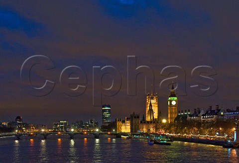 Houses of Parliament and the River Thames at night London