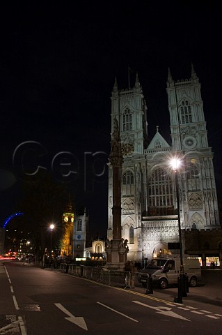 West face of Westminster Abbey at night Westminster London