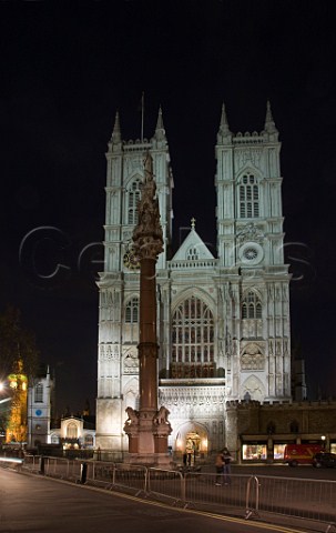 West face of Westminster Abbey at night Westminster London