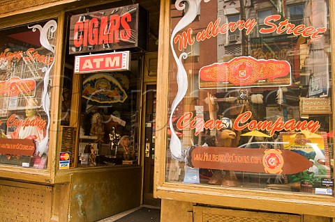 Cigar shop window display Mulberry Street Little Italy New York USA