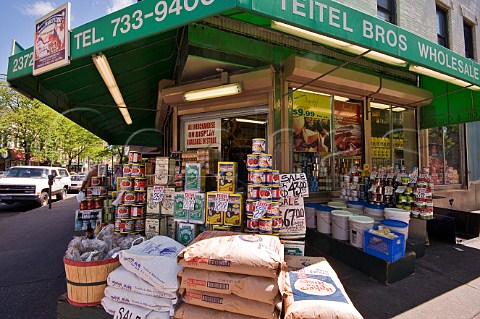 Food stores on Arthur Avenue Little Italy The Bronx New York USA