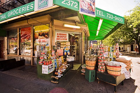 Food stores on Arthur Avenue Little Italy The Bronx New York USA