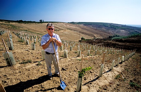 Ede Tiffan of Tiffans Winery at his new plantation at rdgArok devils trench Hungary Villany