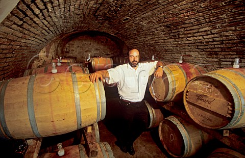 Franz Weninger in barrel cellar at Weninger Winery Sopron Hungary Sopron  Balf