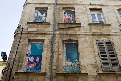 Wall art murals in the centre of Avignon Vaucluse Provence France