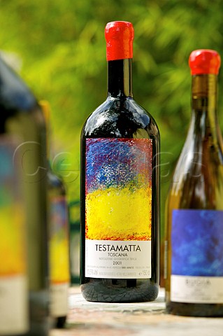 Bottle of Testamatta wine from Bibi Graetz Fiesole Tuscany Italy Colli Fiorentini