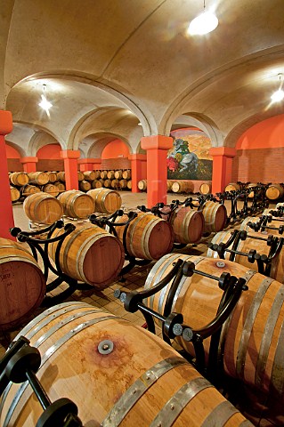 Barrel cellar of Tua Rita winery Suvereto Tuscany Italy Val di Cornia