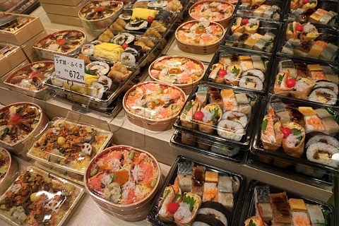 Bento lunch boxes on sale at Oita railway station Oita Japan