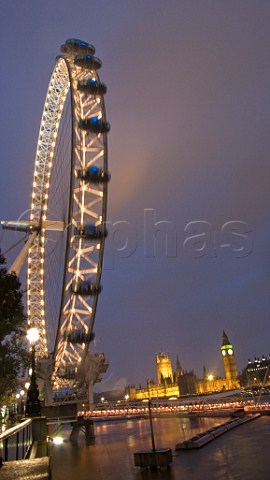 London Eye and River Thames at dusk  London