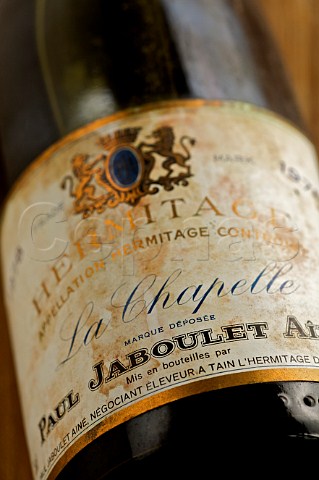 Detail of a bottle of 1978 Jaboulet La Chapelle Hermitage France