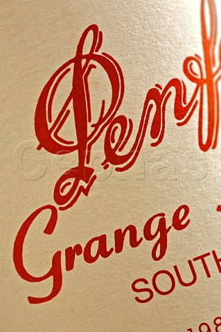 Detail of a bottle of Penfolds Grange Hermitage Vintage 1988 South Australia