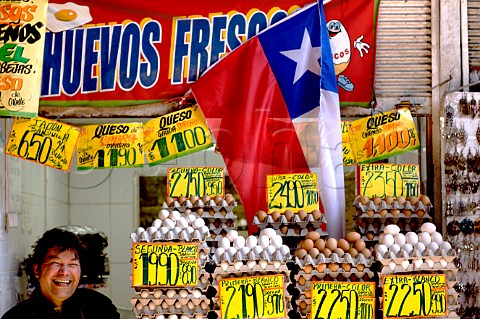 Man selling eggs in La Vega market Santiago Chile