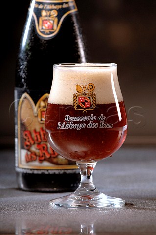 Glass of Brasserie de lAbbeye des Rocs Belgian beer