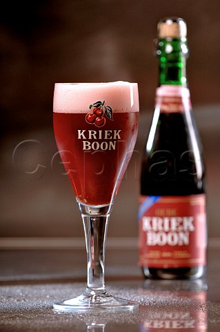 Glass of Kriek Boon Belgian fruit beer