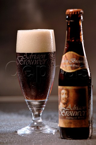 Bottle and glass of Adriaan Brouwer Belgian beer