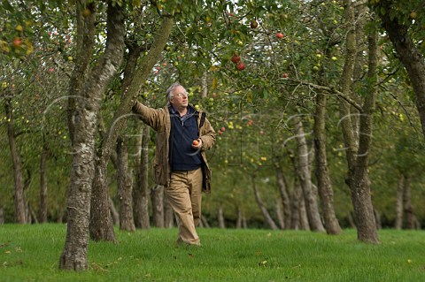 James Crowden Poet and author of Ciderland a book on West Country Cider in Julian Temperley Cider orchard   Burrow Hill Kingsbury Episcopi Somerset England