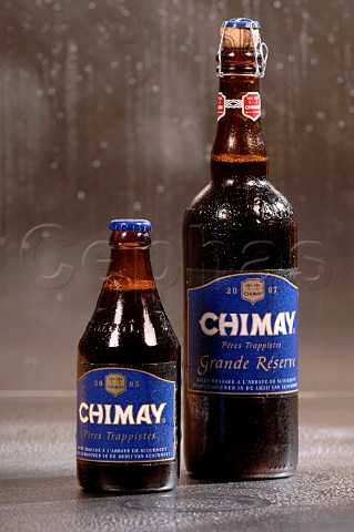330ml and 750ml bottles of Chimay Capsule Bleue Trappist Belgian beer