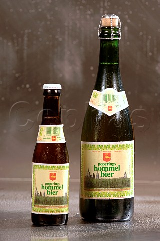 330ml and 750ml bottles of Poperings Hommel bier Belgian beer