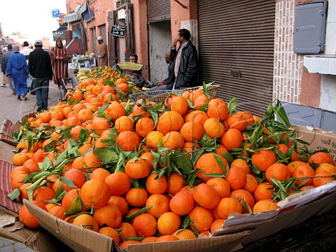 Oranges on sale in Marrakech souk Morocco