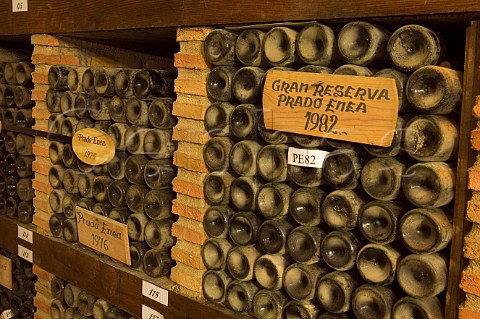 Bottles of Prado Enea Gran Reserva in cellar of Bodegas Muga   Haro La Rioja Spain