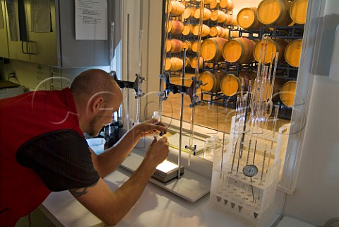 Winemaker in laboratory of Three Rivers Winery Walla Walla Washington USA  Walla Walla Valley