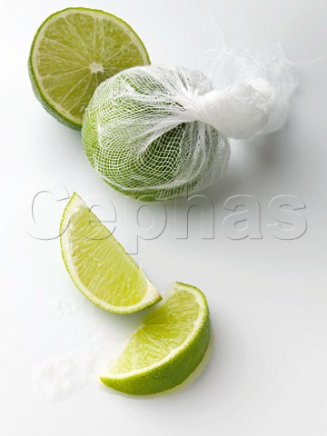 Limes on a white background