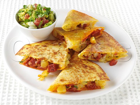 Chorizo and potato quesadillas