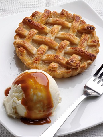 Apple pie with vanilla ice cream