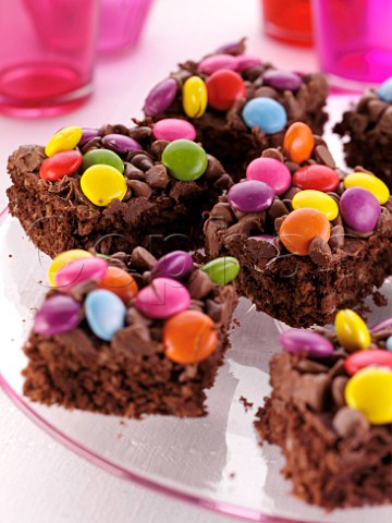 A plate of Smartie Squares cookies