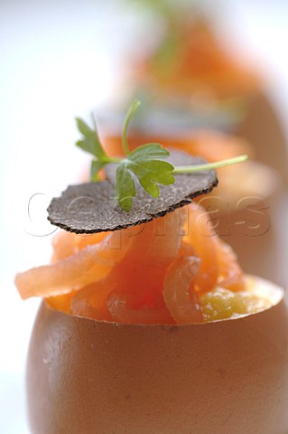 Smoked salmon and scrambled egg with truffel