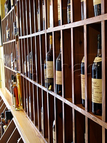 Display of brandy bottles