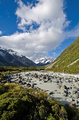 Mt Cook and Hooker River Mt Cook  Aoraki National Park South Island New Zealand