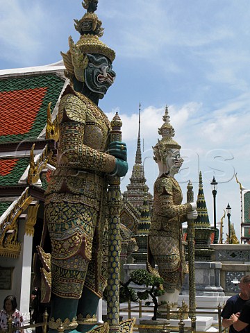 Statues in Wat Phra Kaeo Temple of the Emerald Buddha Grand Palace Bangkok Thailand