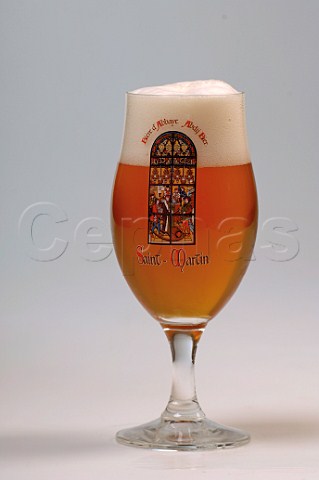Glass of SaintMartin Abbey beer Brunehaut Belgium