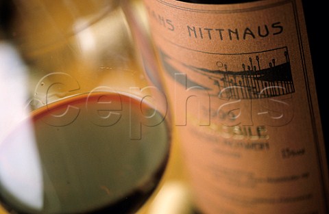Bottle and glass of Nittnaus Wine Gols Burgenland Austria   Neusiedlersee 