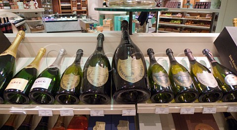 Jeroboam and other bottles of Dom Perignon Champagne on sale in Fortnum  Mason Piccadilly London