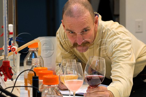 Winemaker Rollin Soles in the lab at Argyle Winery  Dundee   Oregon USA  Willamette Valley