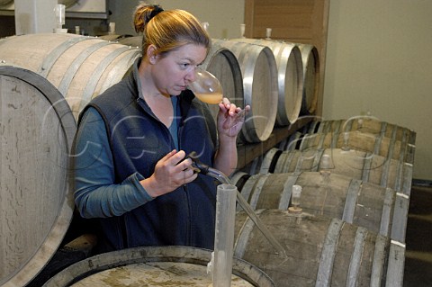 Winemaker Luisa Ponzi in the garage where Ponzi Winery started  Beaverton Oregon USA  Willamette Valley