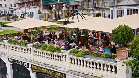 Openair terrace of Pitcher  Piano wine bar Richmond Surrey England