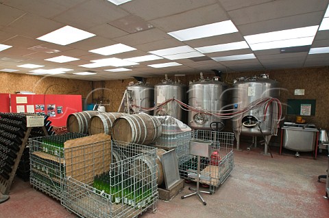 Barrels and fermenting tanks on display at Rosemary Vineyard Ryde  Isle of Wight England