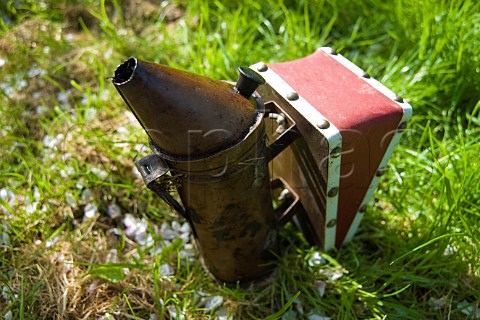 Beekeepers smoker in an orchard Sandford  North Somerset England