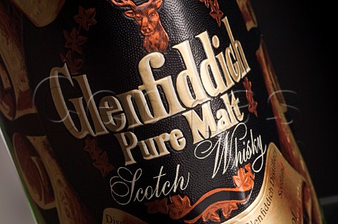 Label on bottle of 8 year old Glenfiddich Pure Malt Scotch Whisky