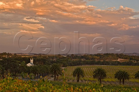 Gnadenfrei Lutheran Church with vineyards of Gnadenfrei and Barossa Valley Estate Marananga South Australia   Barossa Valley