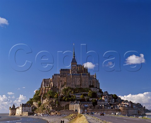 Le Mont St Michel built on the island of Mont Tombe the 10th century Benedictine abbey is now a national monument  Normandy France